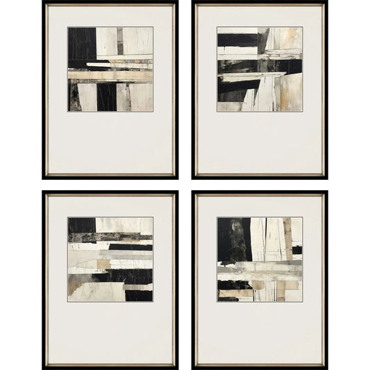 Liminal Wood Frame Black Canvas Art 4PC