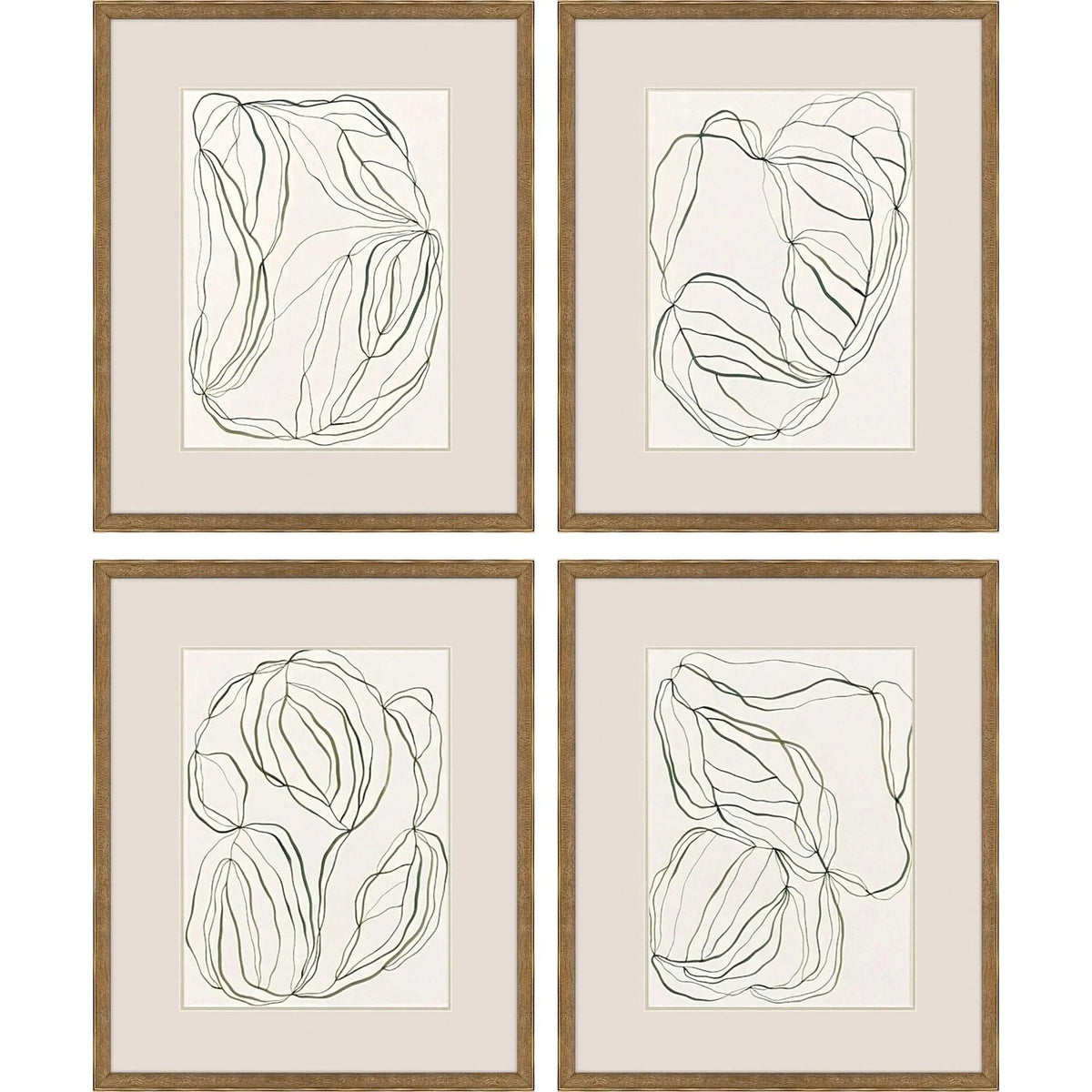 Linear Composition Wood Framed Wall Art 4PC