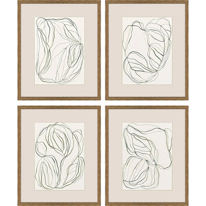Linear Composition Wood Framed Wall Art 4PC