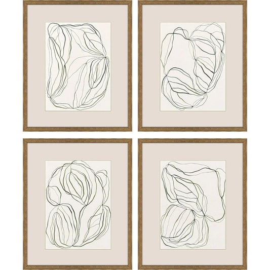 Linear Composition Wood Framed Wall Art 4PC