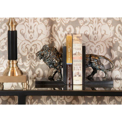 Lioncrest Bronze Made Black Bookends (Pr) - LOOMLAN - Wildwood - Statues & Sculptures