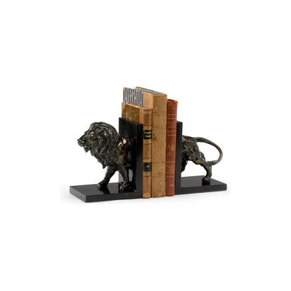 Lioncrest Bronze Made Black Bookends (Pr) - LOOMLAN - Wildwood - Statues & Sculptures