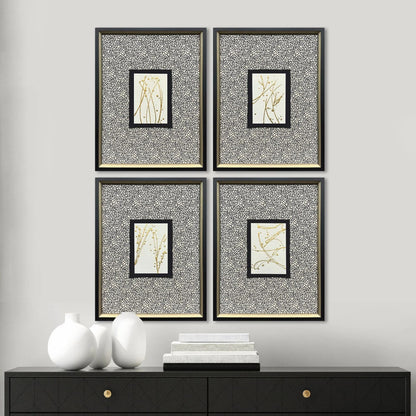 Liquid Gold I Wood Frame Metallic Canvas Art 4PC
