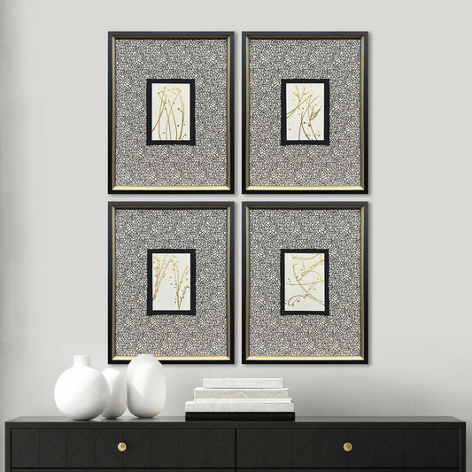 Liquid Gold I Wood Frame Metallic Canvas Art 4PC