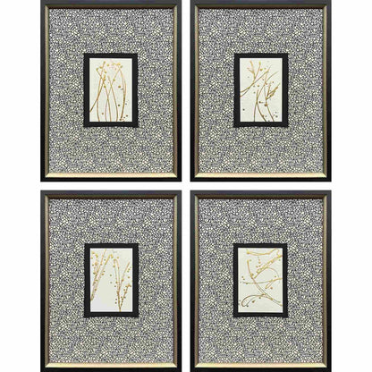Liquid Gold I Wood Frame Metallic Canvas Art 4PC