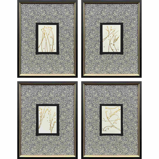 Liquid Gold I Wood Frame Metallic Canvas Art 4PC