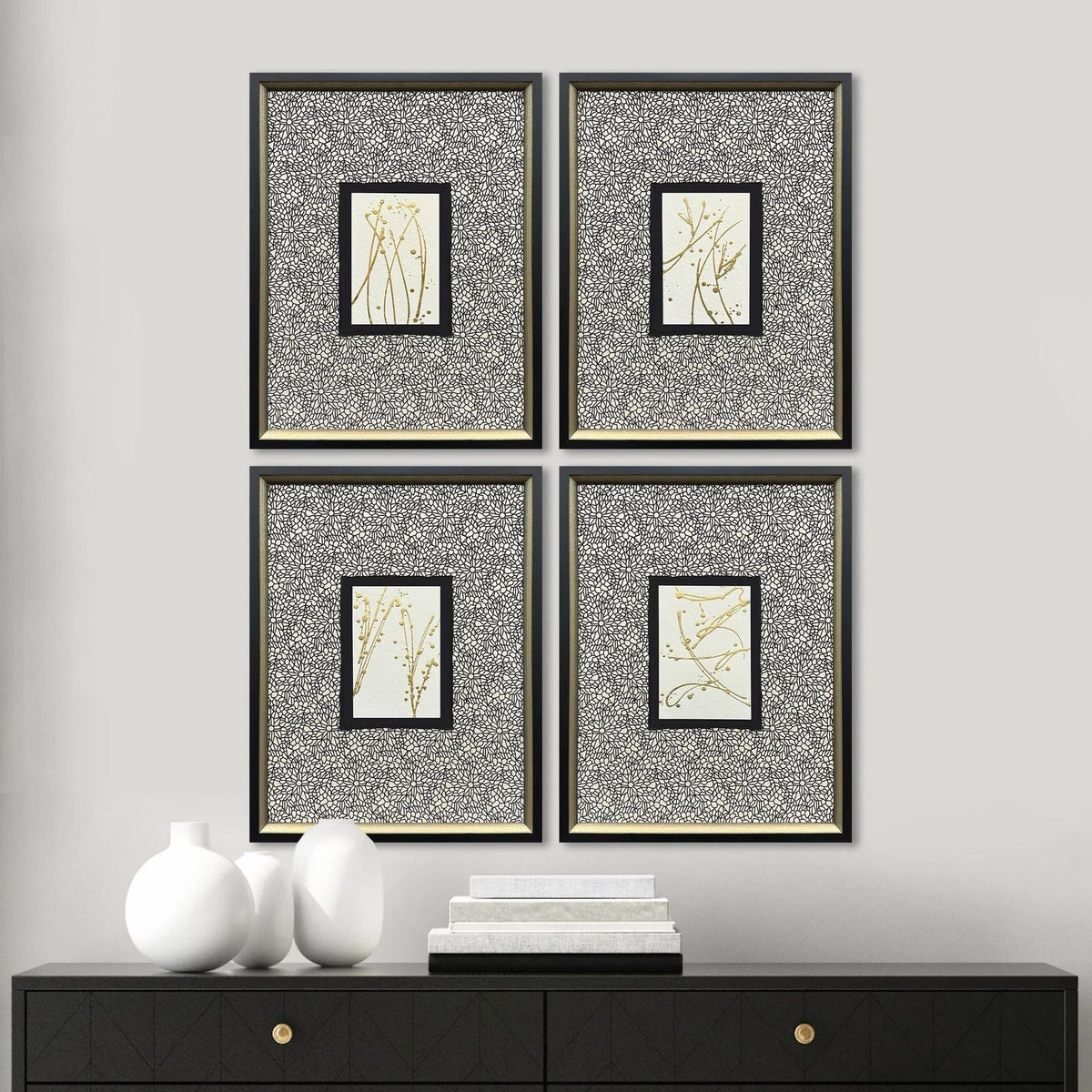 Liquid Gold I Wood Metallic Framed Wall Art 4PC -- view 2