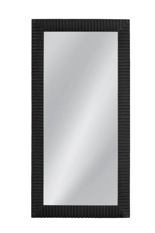 Lithea Matte Black Design Floor Mirror-Floor Mirrors-Bassett Mirror-LOOMLAN