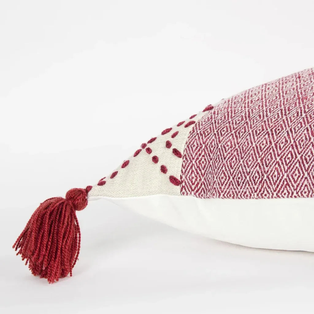 Lois Outdoor Throw Pillow With Tassels-Outdoor Pillows-LOOMLAN-LOOMLAN