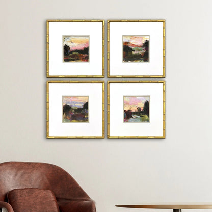 Lost Wood Frame Green Canvas Art 4PC