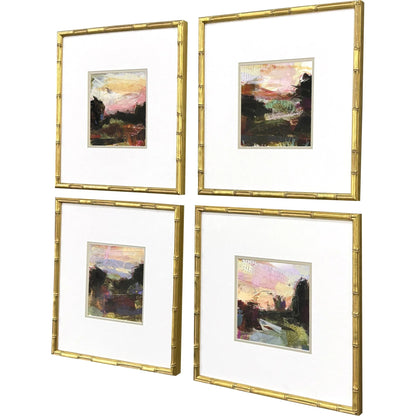 Lost Wood Frame Green Canvas Art 4PC