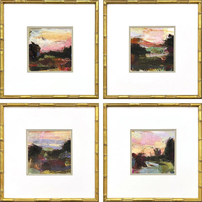 Lost Wood Frame Green Canvas Art 4PC