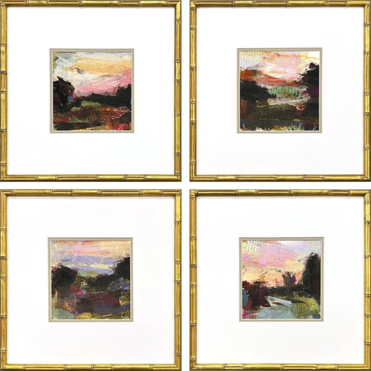 Lost Wood Frame Green Canvas Art 4PC