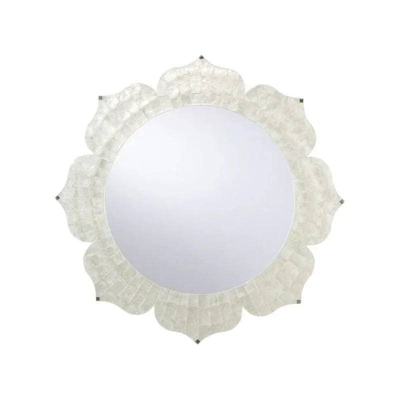 Lotus Flower Shaped White Wall Mirror - LOOMLAN - Chelsea House - Wall Mirrors