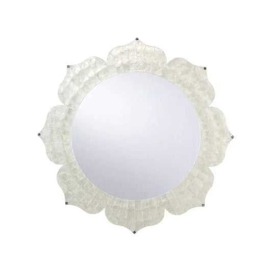 Lotus Flower Shaped White Wall Mirror - LOOMLAN - Chelsea House - Wall Mirrors
