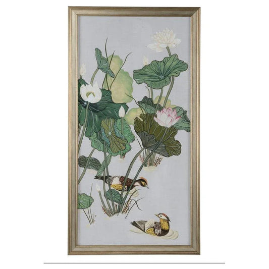 Lotus Pond Silver Framed Artwork-Framed Wall Art-Chelsea House-Pond II-LOOMLAN