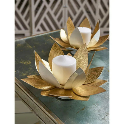 Lotus Steel Made Candleholders (Set Of 2) - LOOMLAN - Chelsea House - Candle Holders