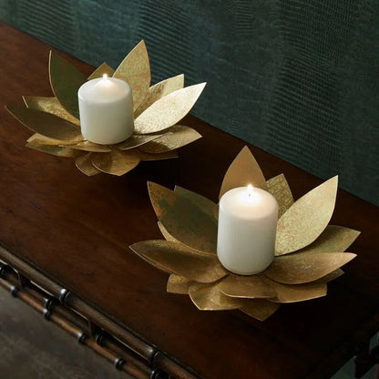 Lotus Steel Made Candleholders (Set Of 2) - LOOMLAN - Chelsea House - Candle Holders