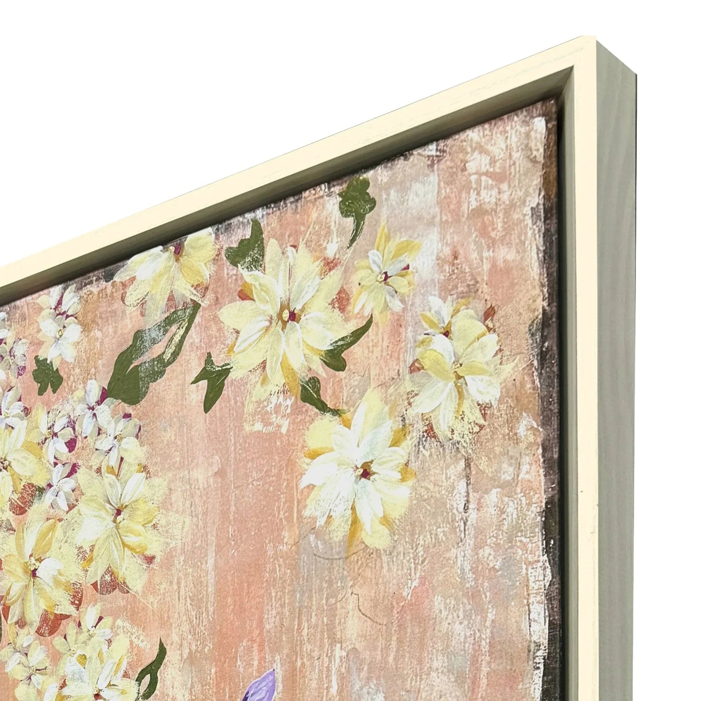 Love Birds Wood Frame Pink Canvas Art