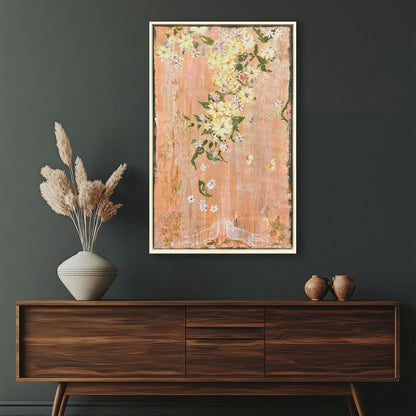 Love Birds Wood Frame Pink Canvas Art