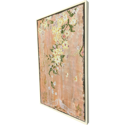 Love Birds Wood Frame Pink Canvas Art