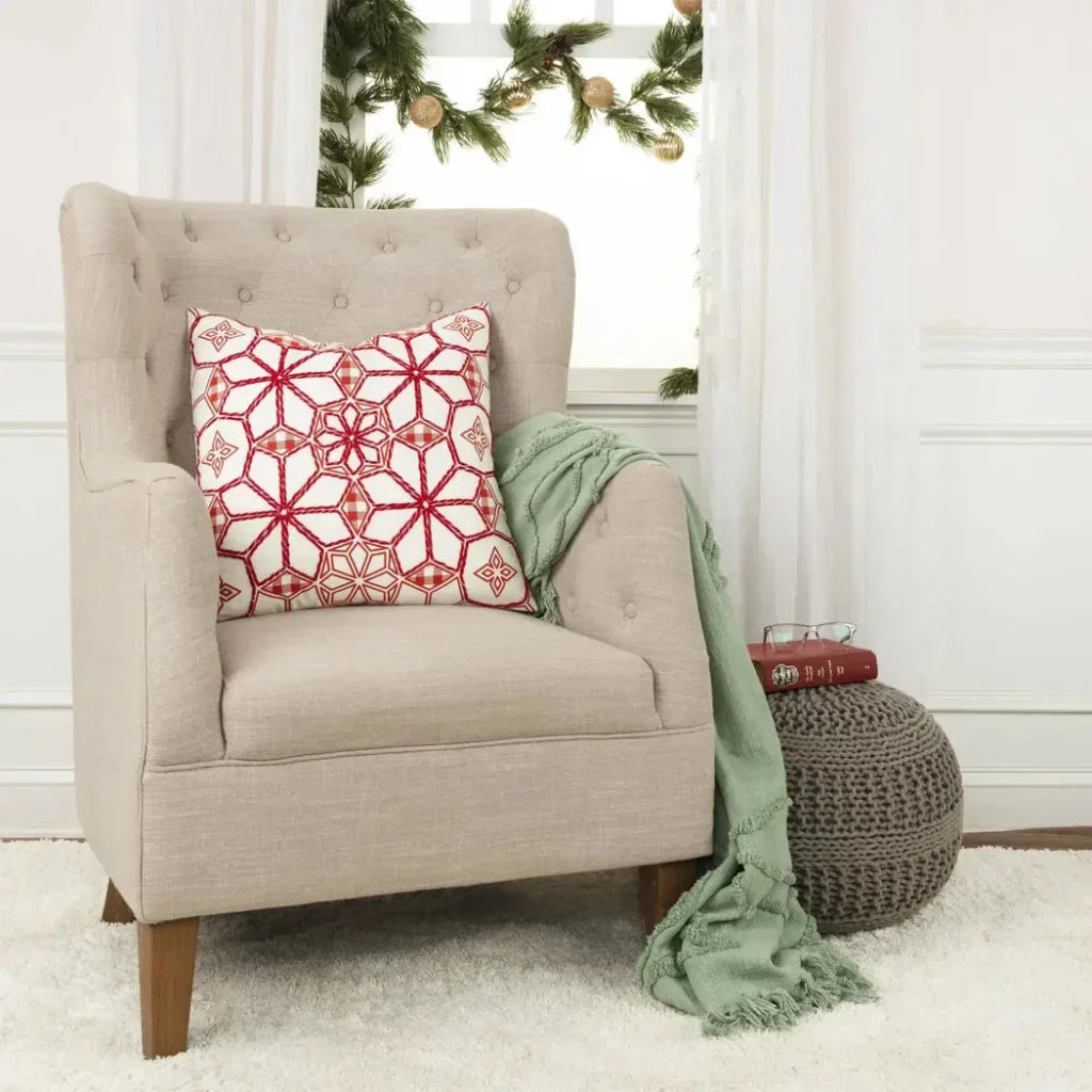 Lucy White & Red Throw Pillow Down Insert - LOOMLAN - LOOMLAN - Throw Pillows