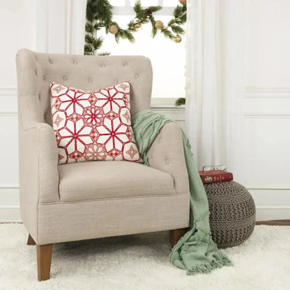 LOOMLAN Lucy White & Red Throw Pillow Down Insert