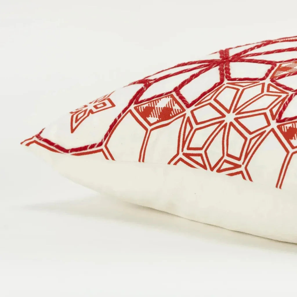 LOOMLAN Lucy White & Red Throw Pillow Down Insert