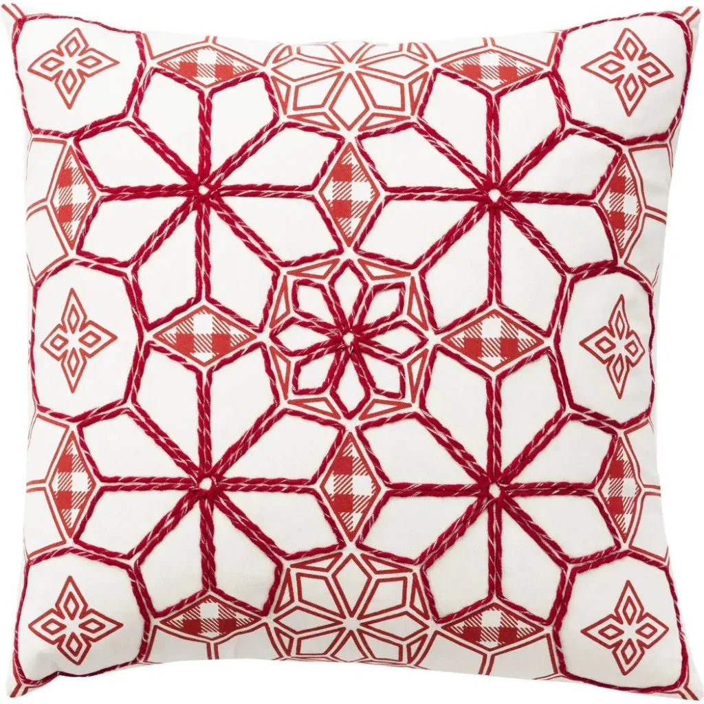 LOOMLAN Lucy White & Red Throw Pillow Down Insert