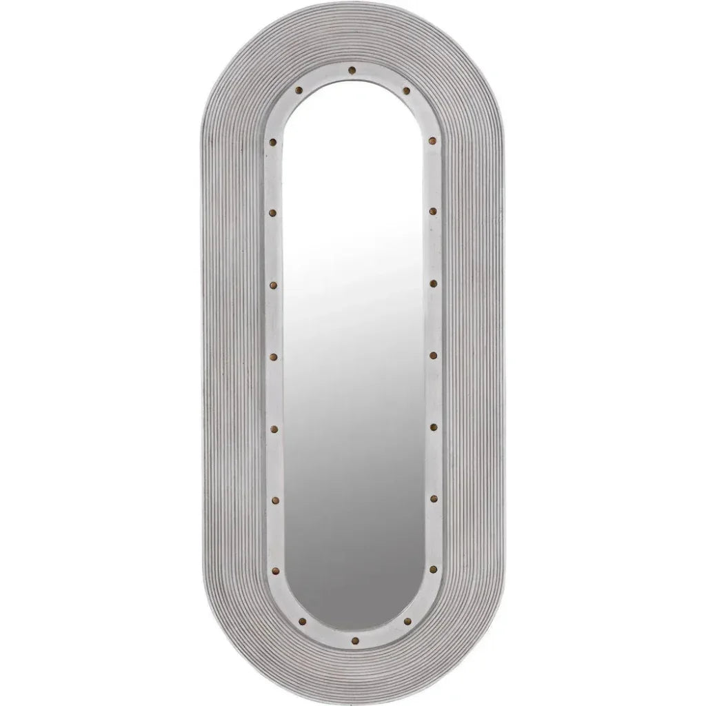 Luna Mirror, White Washed Oval Wall Mirror - LOOMLAN - Noir - Wall Mirrors