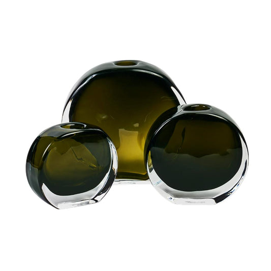 Luna Olive Glass Vase 3PC