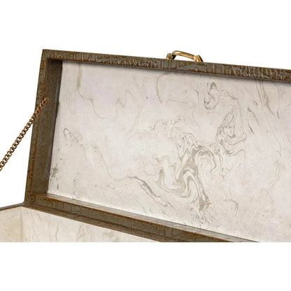 Lyle Croco Embossed Leather Over Wood Antique Green Box - LOOMLAN - Sarreid - Boxes & Bowls