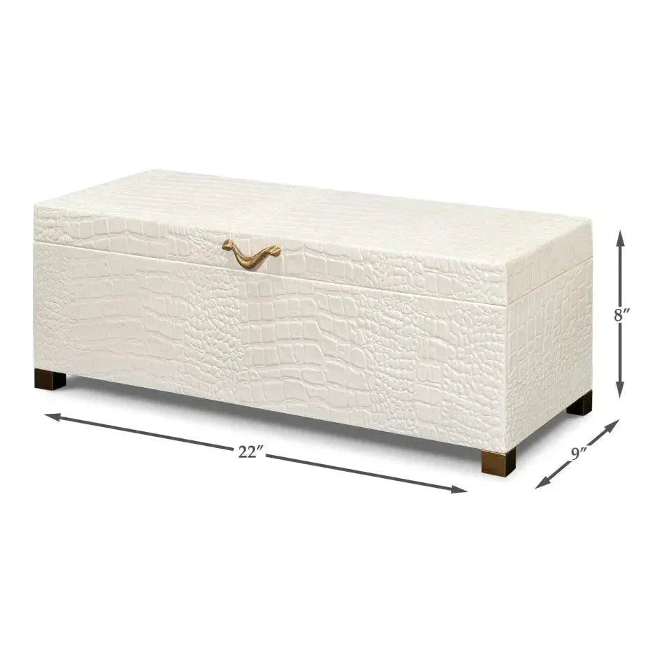 Lyle Croco Embossed Leather Over Wood Box - LOOMLAN - Sarreid - Boxes & Bowls