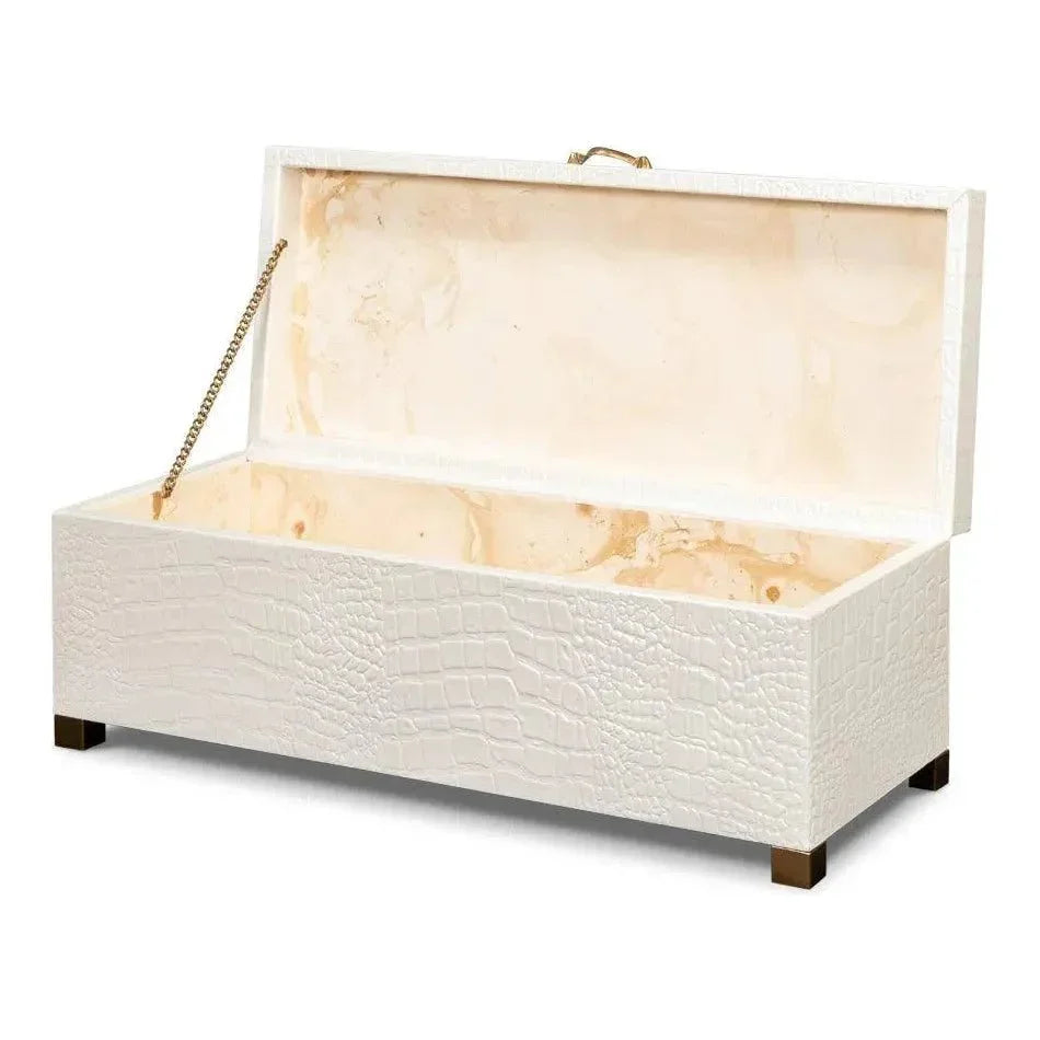 Lyle Croco Embossed Leather Over Wood Box - LOOMLAN - Sarreid - Boxes & Bowls