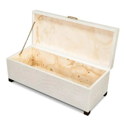 Lyle Croco Embossed Leather Over Wood Box - LOOMLAN - Sarreid - Boxes & Bowls
