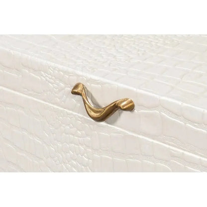 Lyle Croco Embossed Leather Over Wood Box - LOOMLAN - Sarreid - Boxes & Bowls