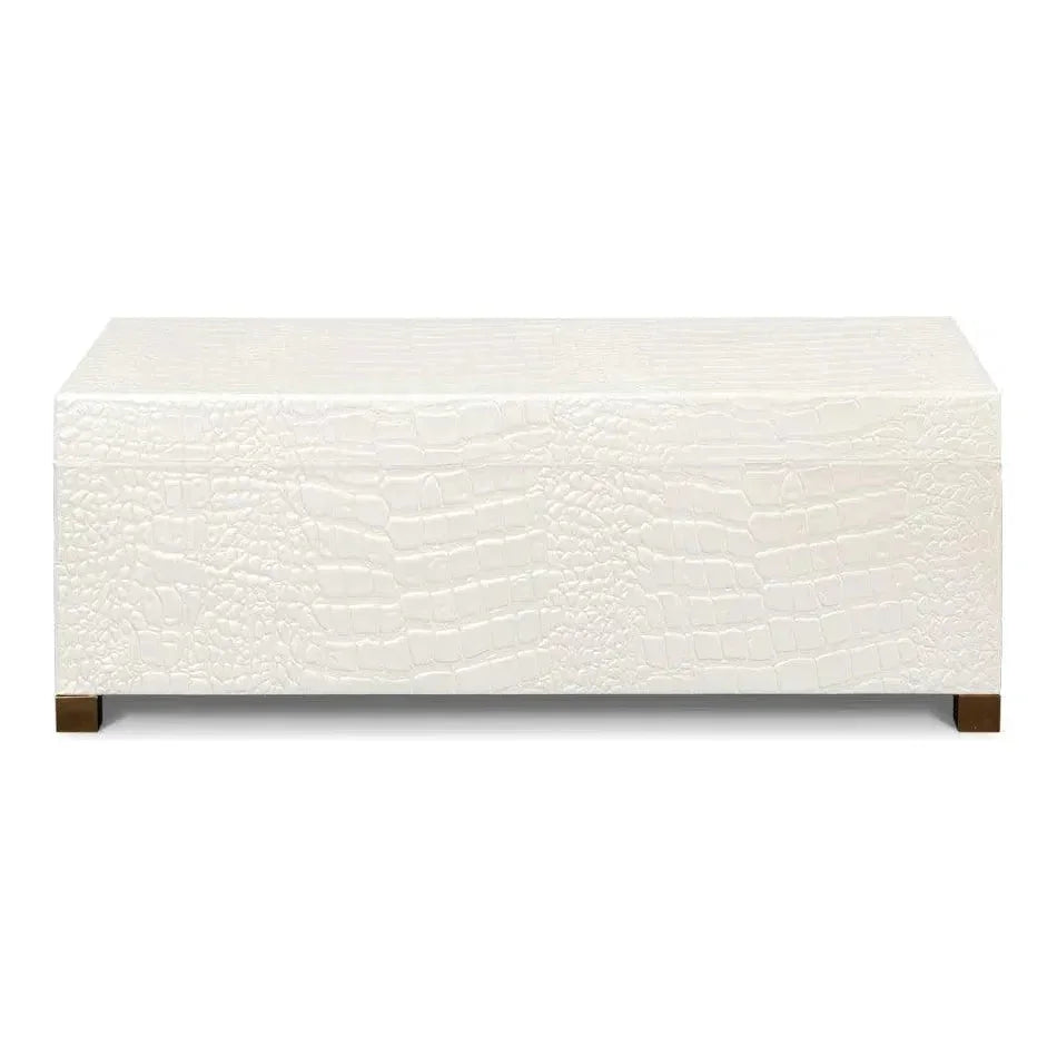 Lyle Croco Embossed Leather Over Wood Box - LOOMLAN - Sarreid - Boxes & Bowls