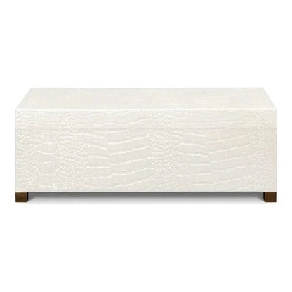 Lyle Croco Embossed Leather Over Wood Box - LOOMLAN - Sarreid - Boxes & Bowls