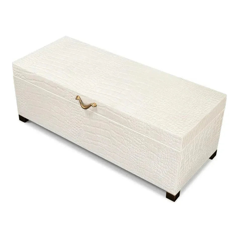 Lyle Croco Embossed Leather Over Wood Box - LOOMLAN - Sarreid - Boxes & Bowls