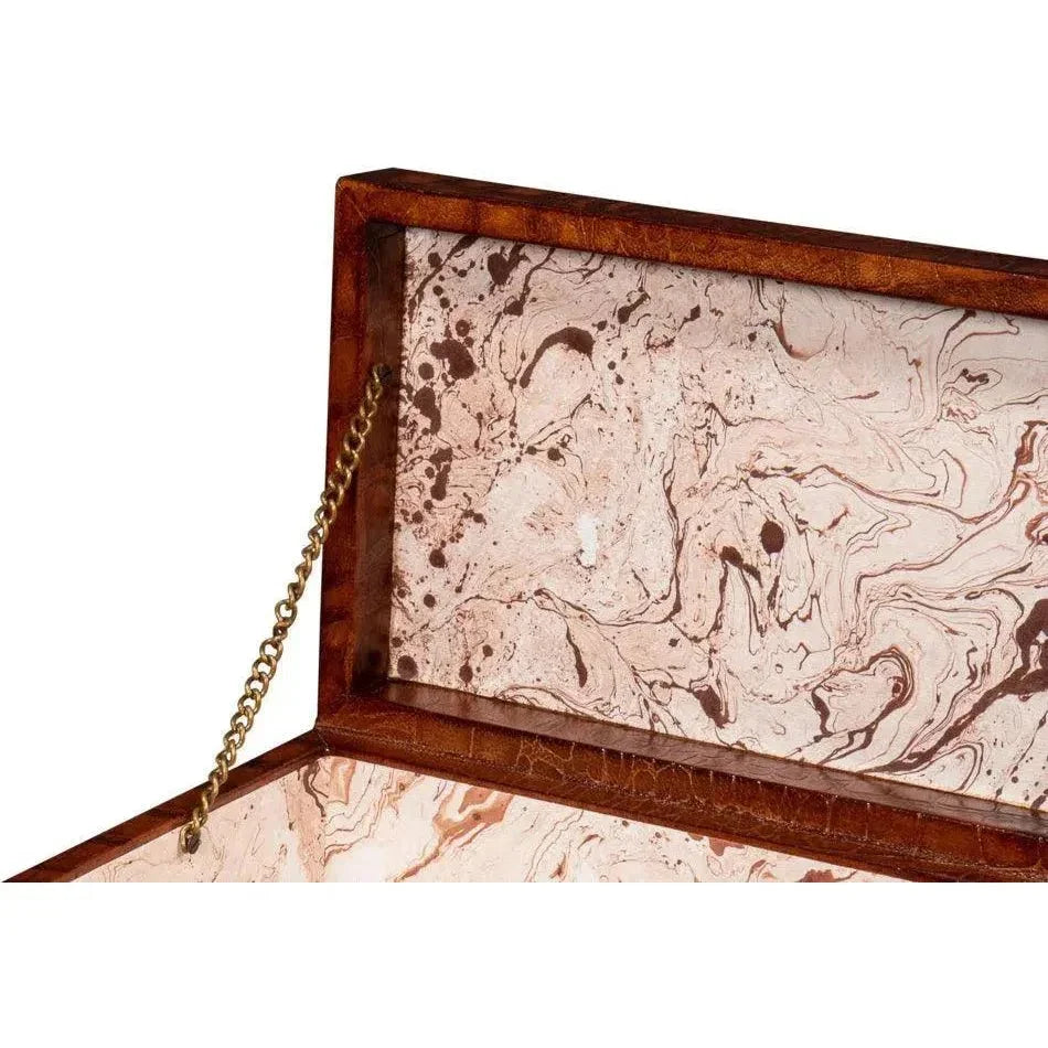 Lyle Croco Embossed Leather Over Wood Reddish Brown Box -- view 11