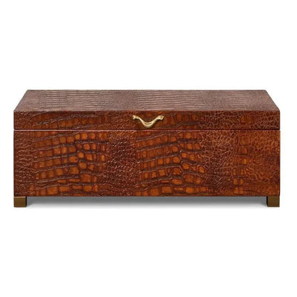 Lyle Croco Embossed Leather Over Wood Reddish Brown Box -- view 2