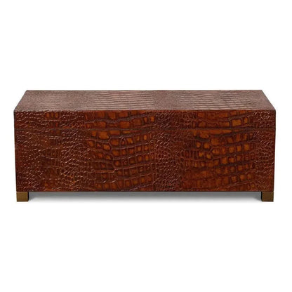 Lyle Croco Embossed Leather Over Wood Reddish Brown Box -- view 7