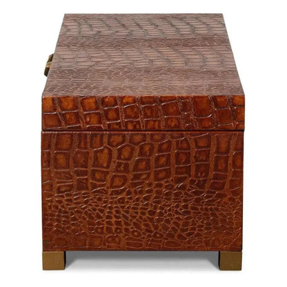 Lyle Croco Embossed Leather Over Wood Reddish Brown Box -- view 8