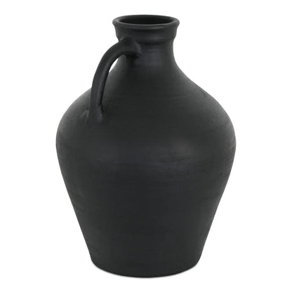 Lyra Handcrafted Black Terracotta Vase - LOOMLAN - Moe's Home - Vases & Jars