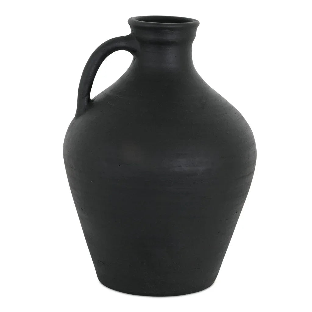 Lyra Handcrafted Black Terracotta Vase - LOOMLAN - Moe's Home - Vases & Jars
