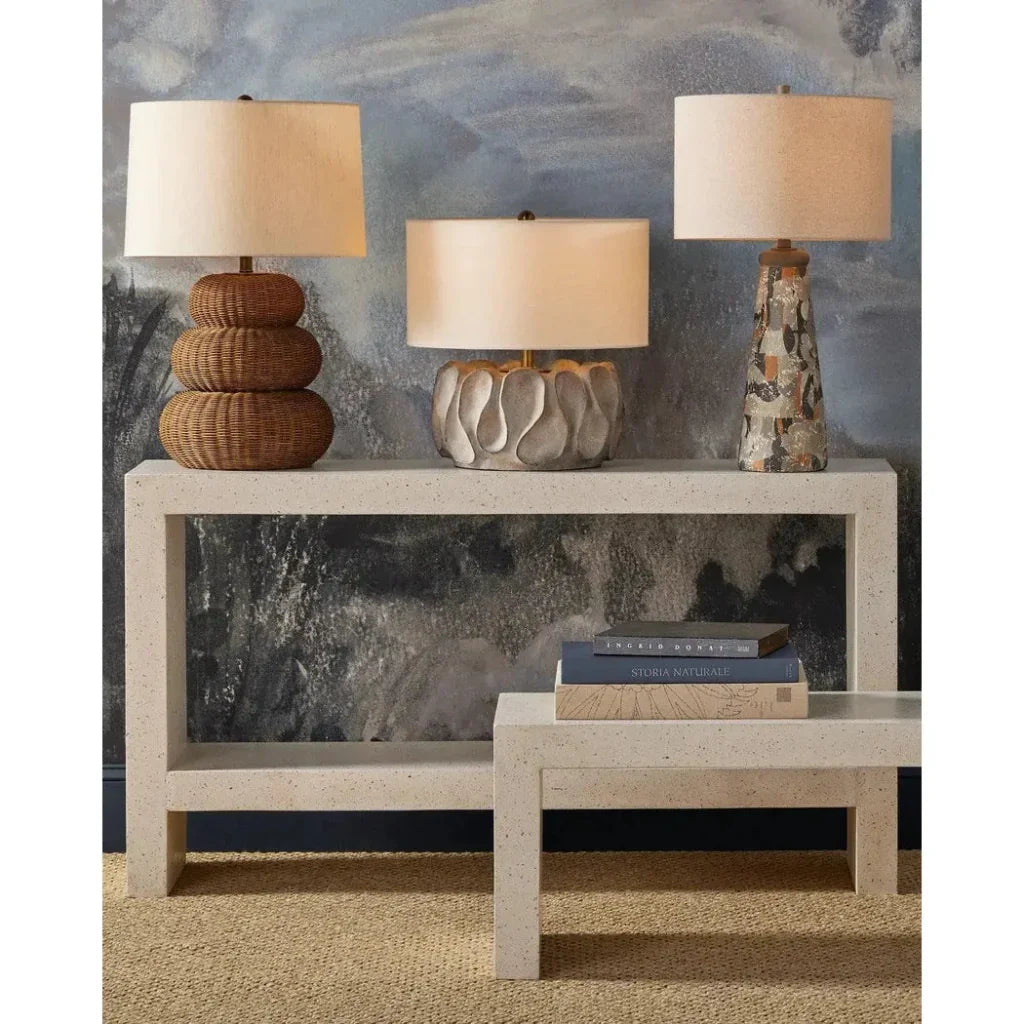 Mabrouka Rattan and Metal Brown Table Lamp - LOOMLAN - Currey & Co - Table Lamps