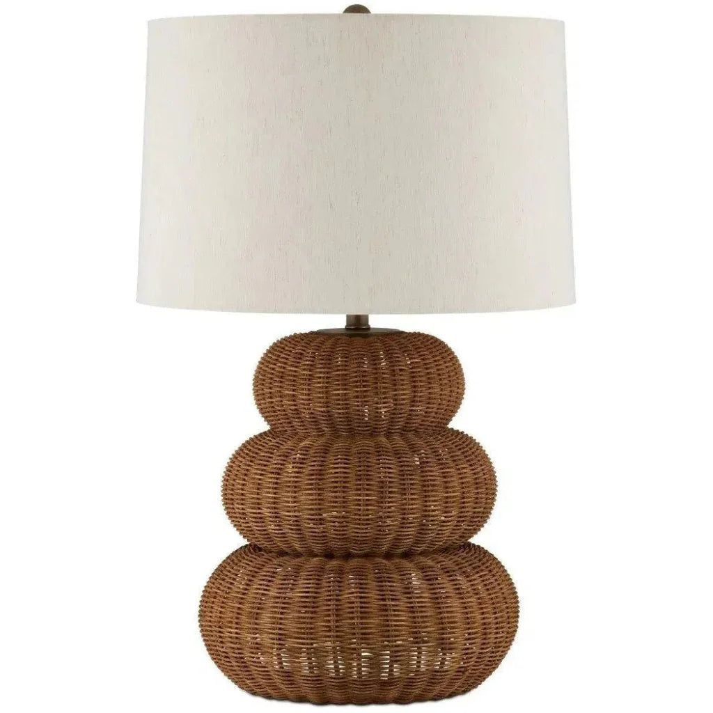 Mabrouka Rattan and Metal Brown Table Lamp - LOOMLAN - Currey & Co - Table Lamps