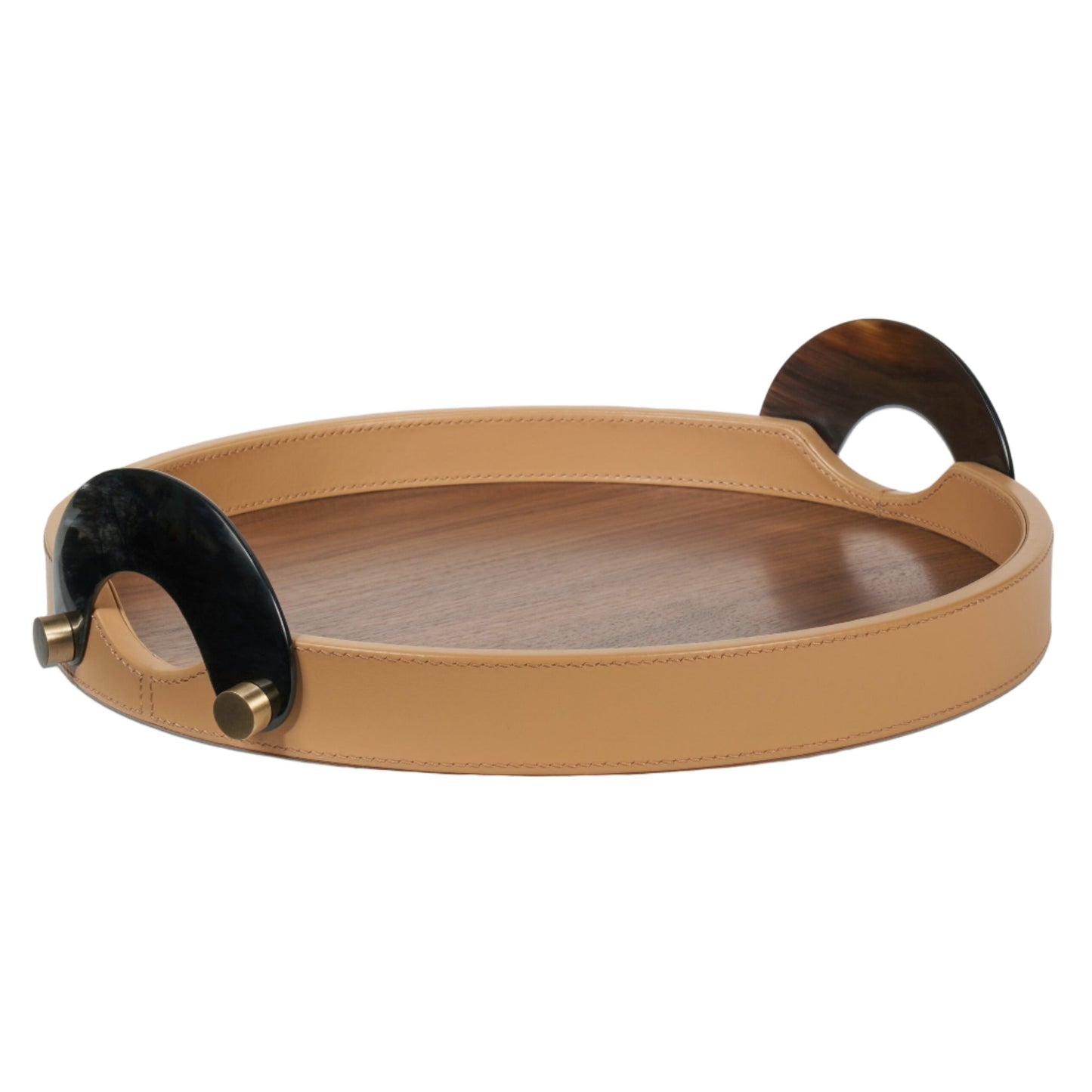 Maeve Camel Leather Warp Round Tray