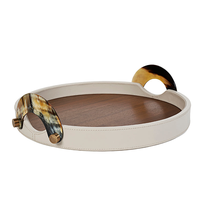 Maeve Leather Warp Round Tray