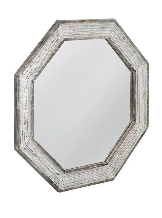 Marden Octagonal Design White Wall Mirror - LOOMLAN - Bassett Mirror - Wall Mirrors